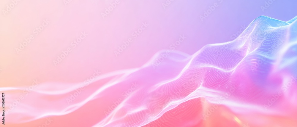 Poster ethereal pastel waves with digital glow abstract blockchain finance art