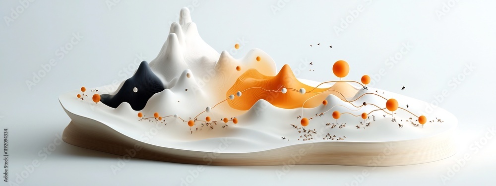 Poster a 3d rendered diagram illustrating the frequency response and dynamic patterns of a population s ada