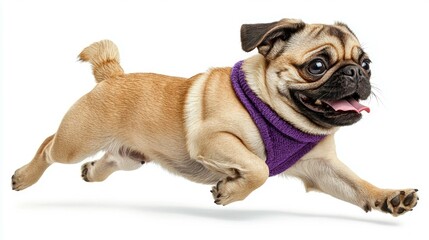 A Joyful Pug Puppy in Motion: A Captivating Image of Canine Energy and Playfulness
