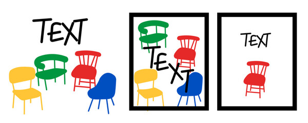 Chairs Abstract Colorful Illustrator  design