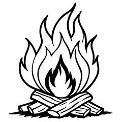 Minimalist Bonfire Line Art