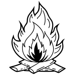 Minimalist Bonfire Line Art