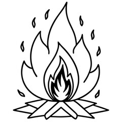 Minimalist Bonfire Line Art
