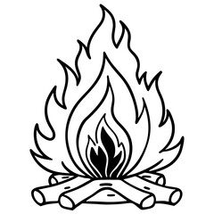 Minimalist Bonfire Line Art