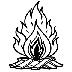 Minimalist Bonfire Line Art