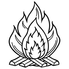 Minimalist Bonfire Line Art