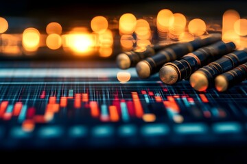 Industrial Oil Storage Facility with Overlaying Financial Charts Showcasing Energy Market Dynamics