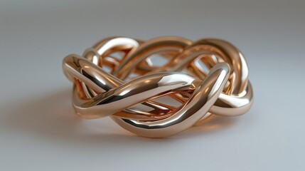 Fototapeta premium A polished, intertwined golden bracelet showcasing elegant design and craftsmanship.