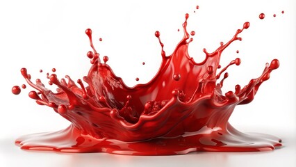 Crimson Liquid Splash 3D Render, Dynamic Composition, Vibrant Red