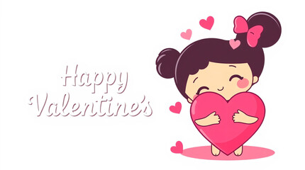 Design an adorable and charming Happy Valentine's Day logo cartoon using a modern flat design style