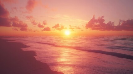 Obraz premium Serene Sunset at the Beach: A Pink Paradise