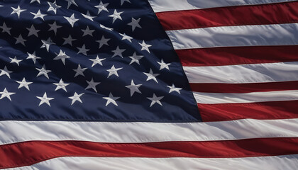 Obraz premium Close-up of a vibrant American flag billowing in the wind describe patriotic