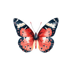 Naklejka premium A vividly colored butterfly with striking red, blue, and white patterns on its wings.