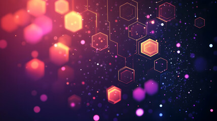 Dynamic 3D hexagonal grid patterns with glowing edges, set on a dark gradient background