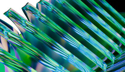 Fascinating 3d render of abstract iridescent glass background made with 3d software