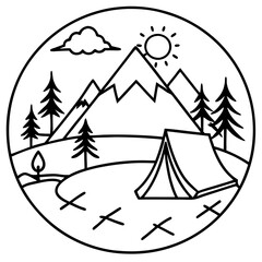 Minimalist Camping Line Art Ideas