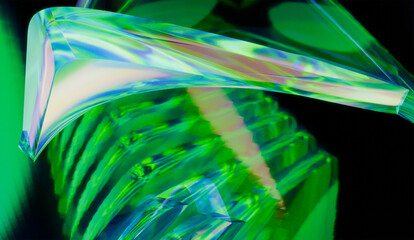 Angelical 3d render of abstract iridescent glass background made with 3d software