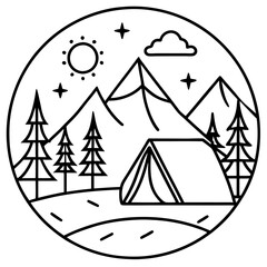 Minimalist Camping Line Art Ideas