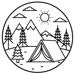 Minimalist Camping Line Art Ideas