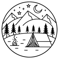 Minimalist Camping Line Art Ideas
