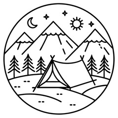 Minimalist Camping Line Art Ideas