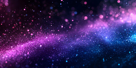 Obraz premium Glowing gradient shapes in vibrant purple and blue hues on a black grainy noise-textured background, perfect for a striking header