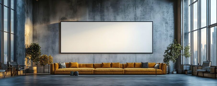 Loft apartment sunset mockup