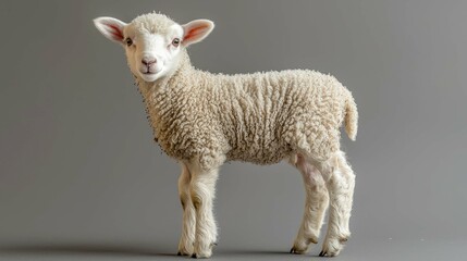 Fototapeta premium Adorable Fluffy Lamb: A Charming Farm Animal Photo