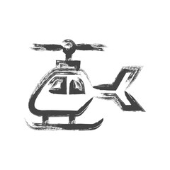 筆書き乗り物関連の単品アイコン　ヘリコプター