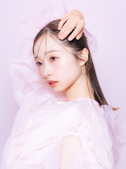 woman, pink, fashion, stylish, tulle, colorful, beauty, model, cosmetics, makeup product, korea,...