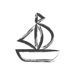 筆書き乗り物関連の単品アイコン　ヨット