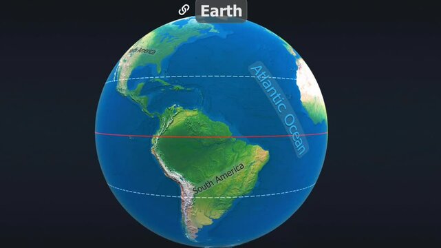 3D map of Continents and oceans of earth