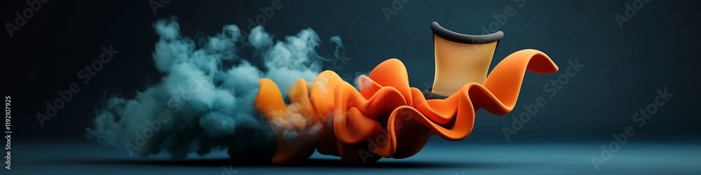 Poster a 3d rendered depicting a vibrating membrane generating different frequencies of sound through its d