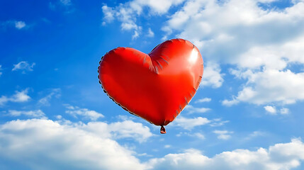 Fototapeta premium A heart-shaped balloon floating against a blue sky 
