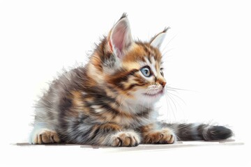 A curious and fearless kitten explores its surroundings with wide eyes, embodying the spirit of adventure and discovery.