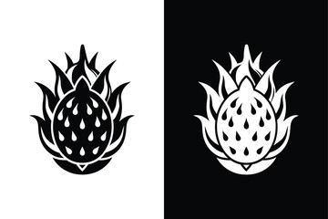 Dragon Fruit Vector Icon. Cute and Modern Silhouette Art