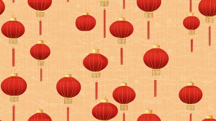 Obraz premium Red lanterns, Asian pattern, festival celebration, background texture