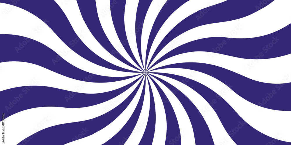 Poster Abstract background with rays retro starburst. Blue and white twisted swirl. Spiral radial striped backdrop design. Ray stripes Funky ray elements, circle motifs, reminiscent of circus themes.   