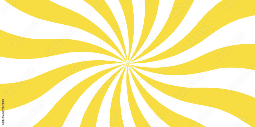 Poster abstract background with rays retro starburst. yellow and white twisted swirl. spiral radial striped