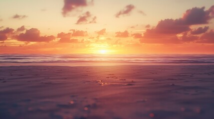 Fototapeta premium Serene Sunset at the Beach: A Breathtaking Coastal Panorama