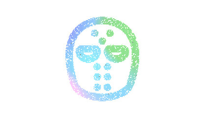 Fototapeta premium Icon hockey mask is made up of LED square shapes. There are bright diodes and there are black dead diodes