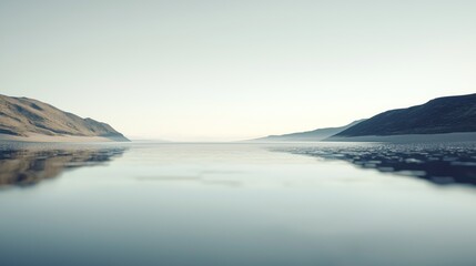 Fototapeta premium Serene Mountain Lake Reflection: A Tranquil Landscape