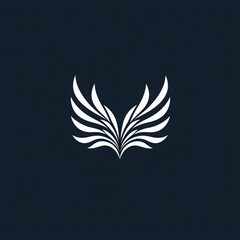 Obraz premium A stylized logo featuring symmetrical, elegant wings on a dark background, conveying themes of freedom and aspiration.