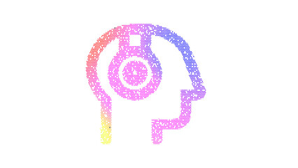 Icon head side headphones is made up of LED square shapes. There are bright diodes and there are black dead diodes