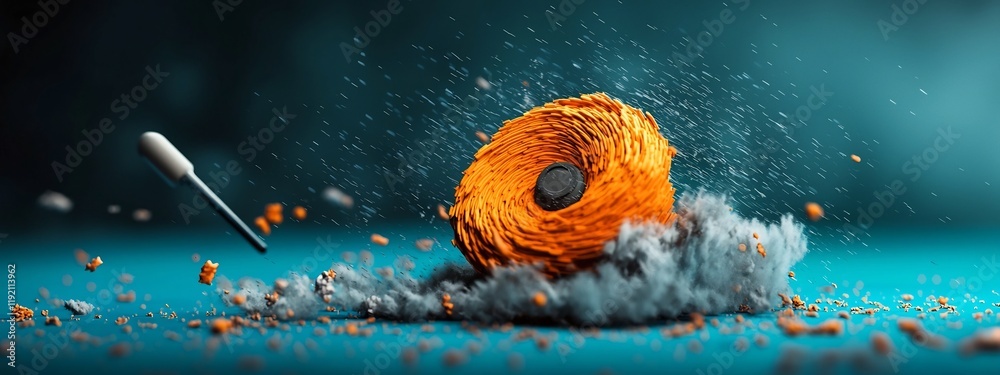 Poster a 3d rendered image of a futuristic weather radar display showing detailed data visualization of pre