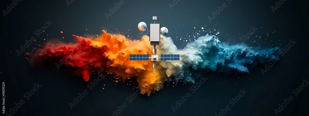 Poster a visually striking depicting the frequency allocation and spatial spectrum for satellite communicat