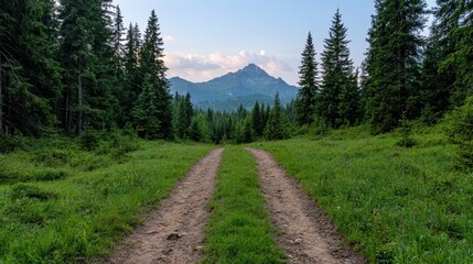 Fototapeta premium Scenic mountain road through lush green forest