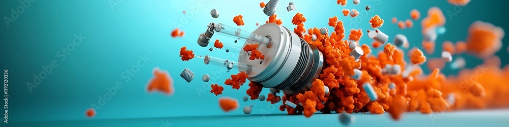 Poster a captivating 3d rendering showcasing a sophisticated mass spectrometer device meticulously recordin