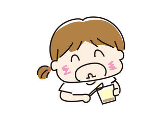 プリンを食べる女の子