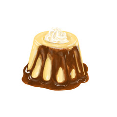 Pudding with whipping cream 